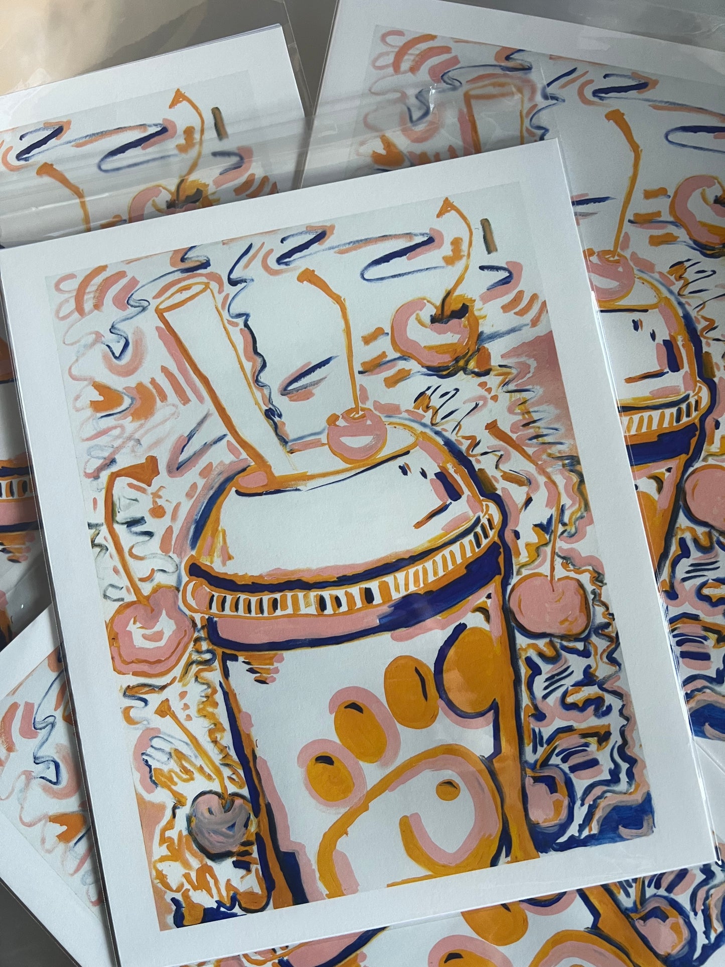 Happy milkshake painting in expressive energetic and painterly brushstrokes.