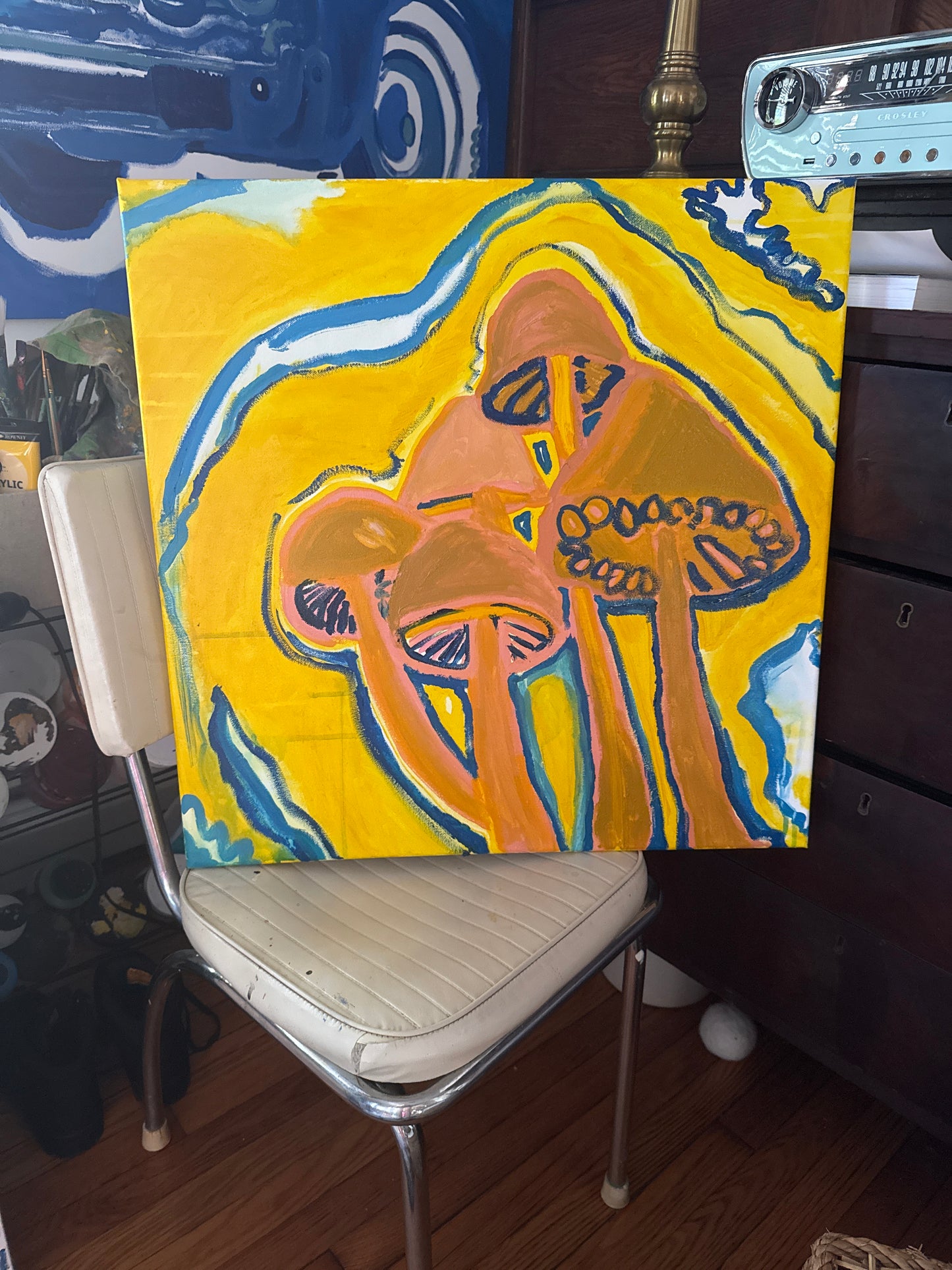 Five Mushrooms, acrylic, 24"x24", 2026